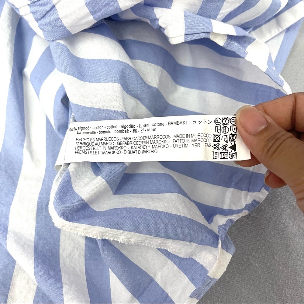 Zara Women's blue & White Striped Wraps Shirt in Size Medium - Picture 11 of 15